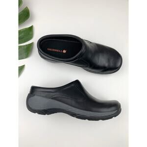 Merrell Encore Q2 Slide Clogs Comfort Shoes Black Leather Slip On Women's 8.5
